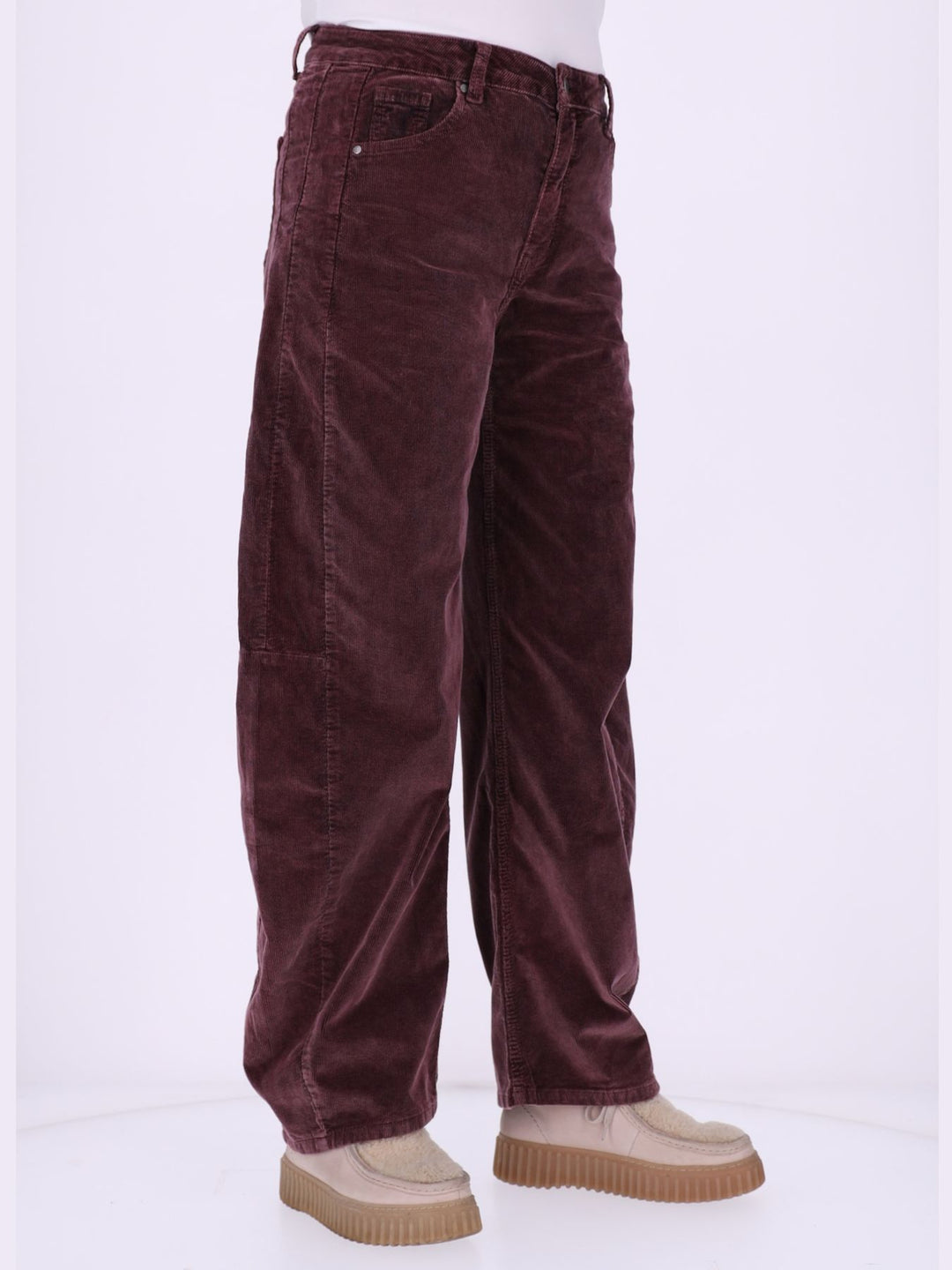 Damen Cordhose Barrel Fit – Raspberry