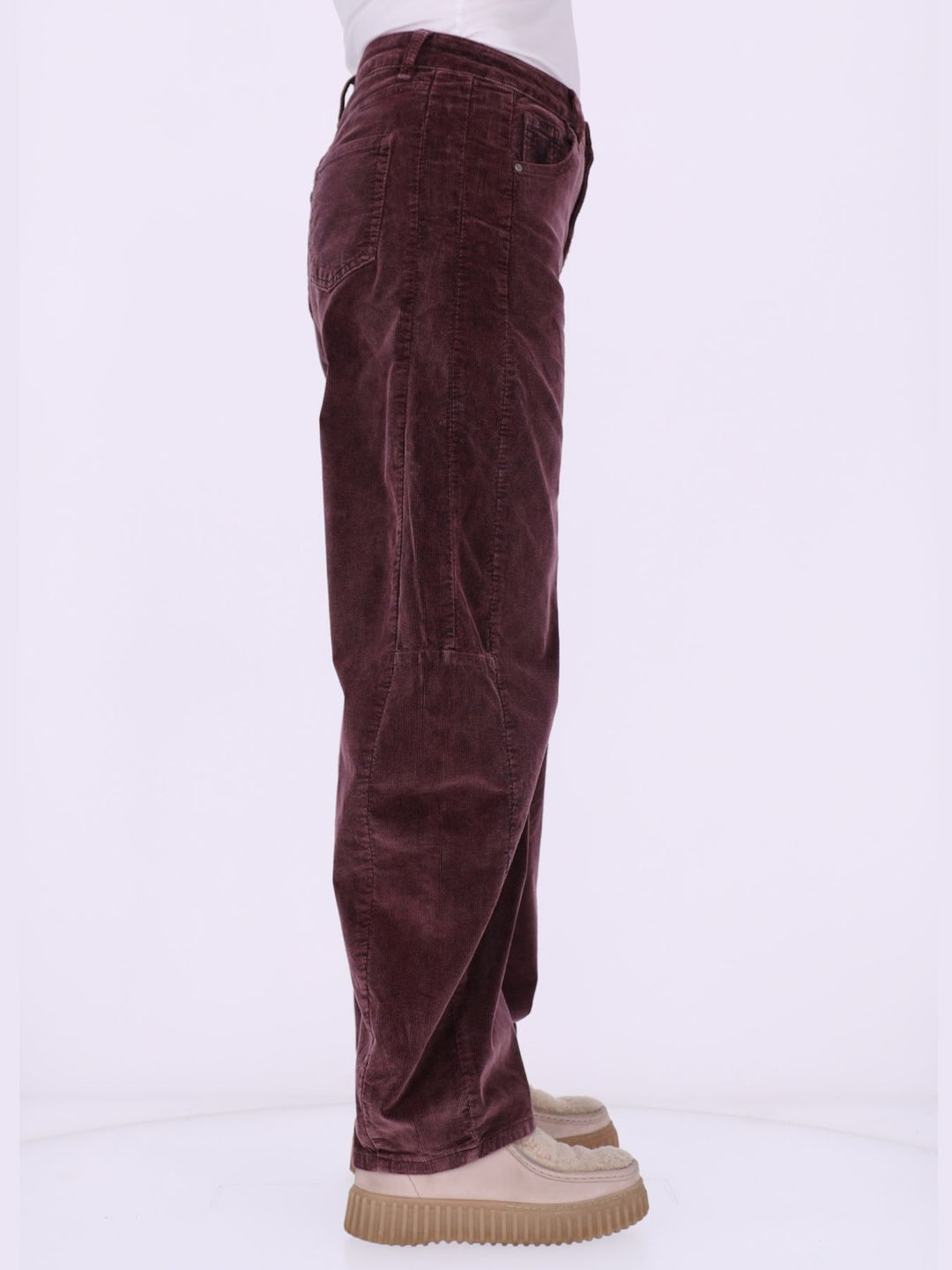 Damen Cordhose Barrel Fit – Raspberry