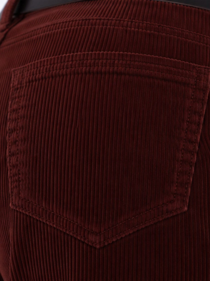 Damen Breitcordhose Wide Leg mit Gürtel – Bordeaux