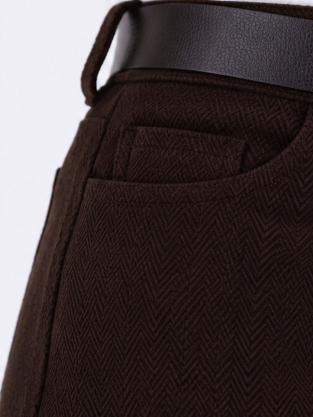 Damen Hose mit weitem Bein in Wolloptik ZIG ZAG – Brown