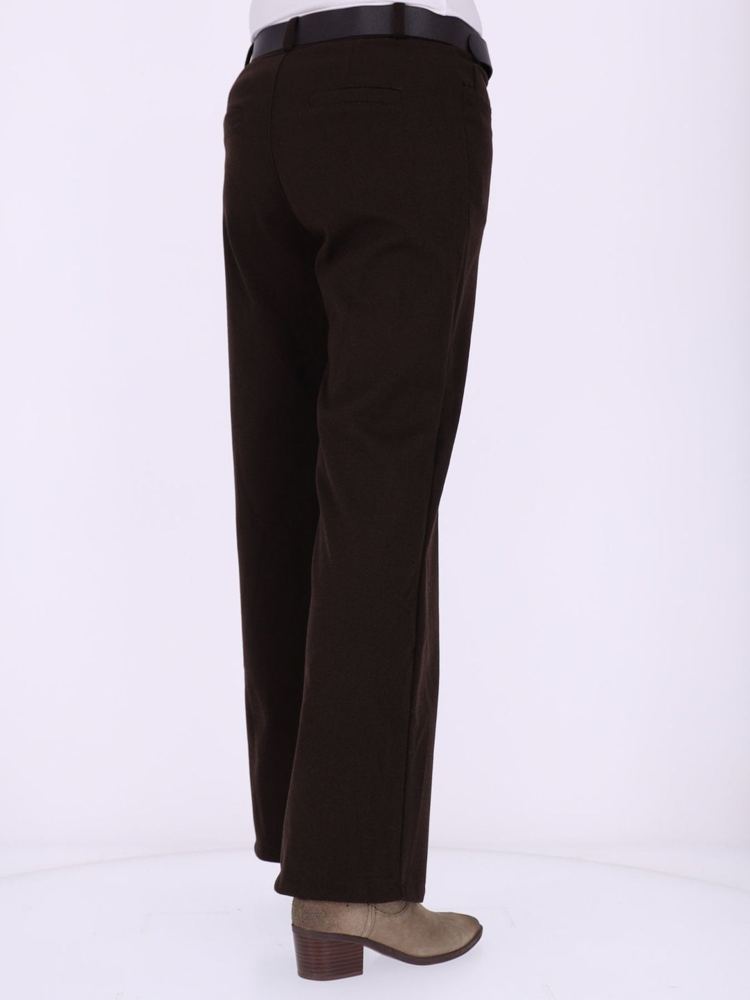 Damen Hose mit weitem Bein in Wolloptik ZIG ZAG – Brown