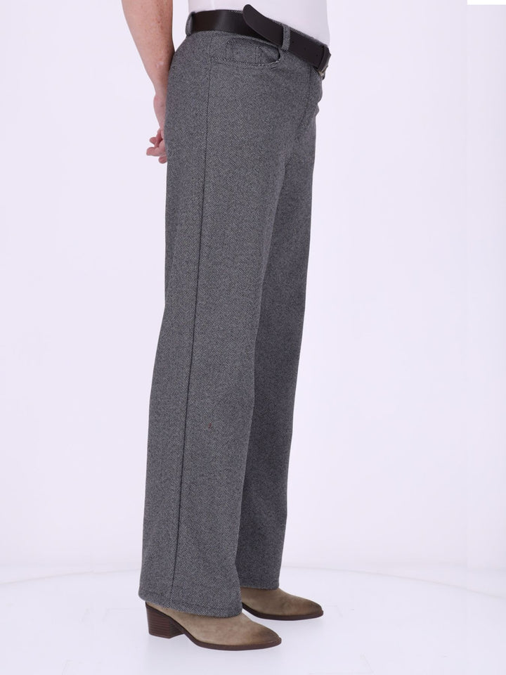 Damen Hose mit weitem Bein in Wolloptik ZIG ZAG – Grau