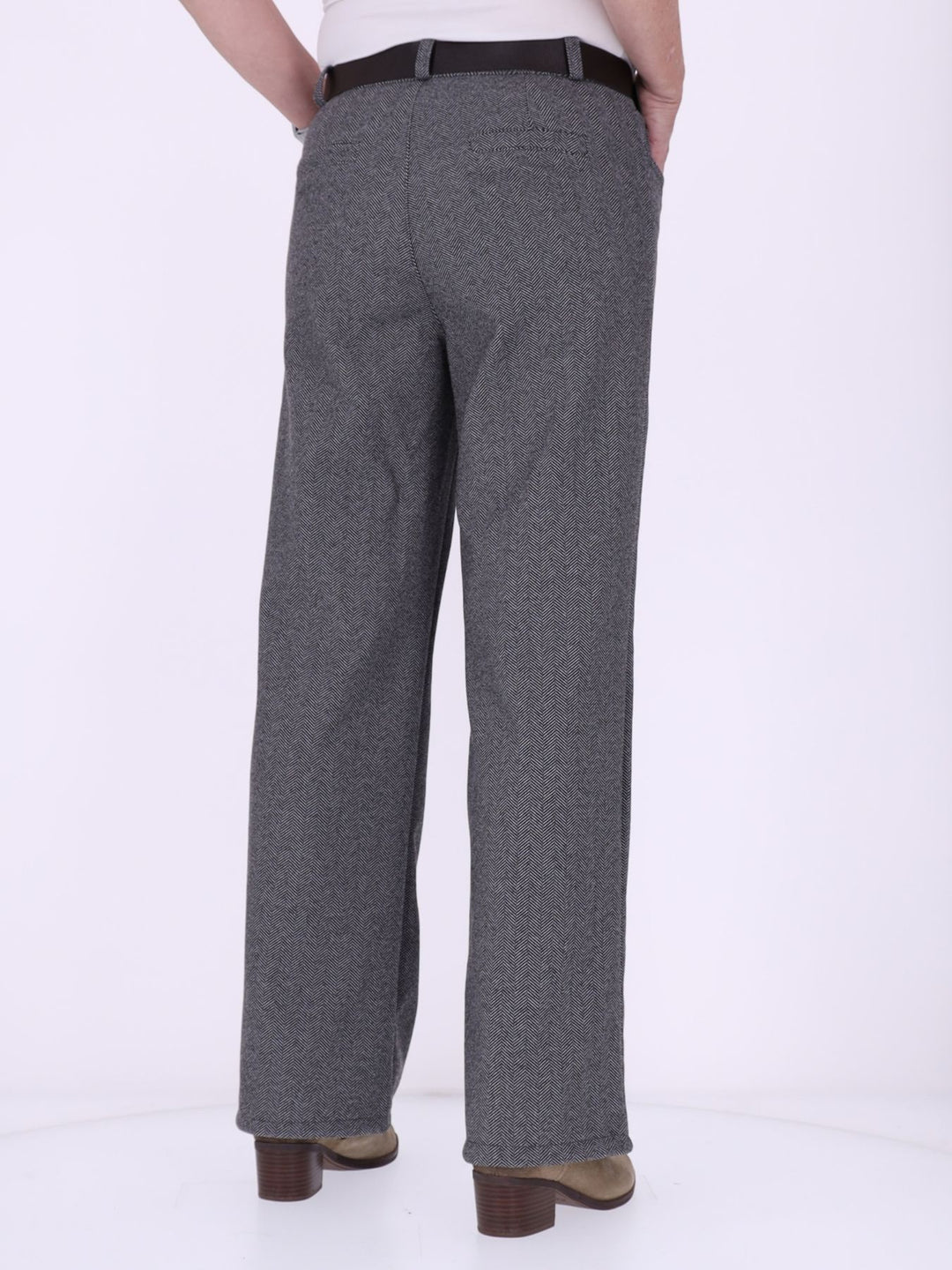 Damen Hose mit weitem Bein in Wolloptik ZIG ZAG – Grau