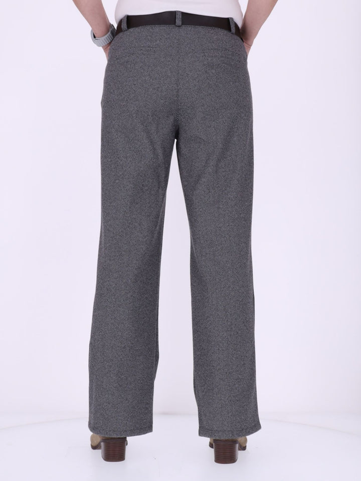 Damen Hose mit weitem Bein in Wolloptik ZIG ZAG – Grau