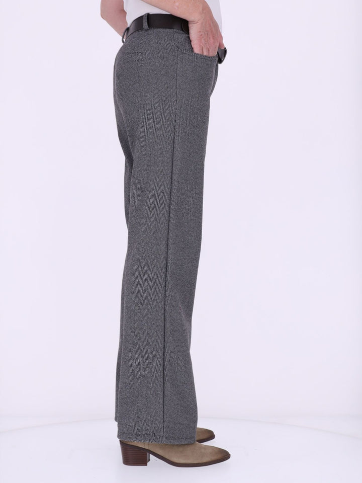 Damen Hose mit weitem Bein in Wolloptik ZIG ZAG – Grau