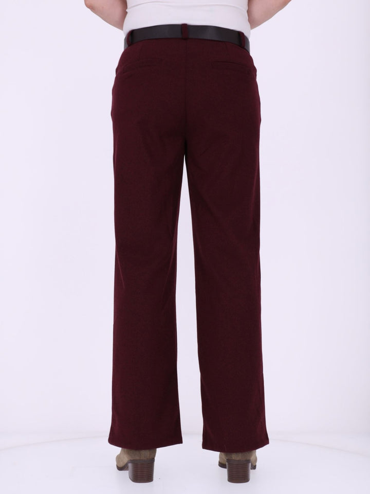 Damen Hose mit weitem Bein in Wolloptik ZIG ZAG – Bordeaux