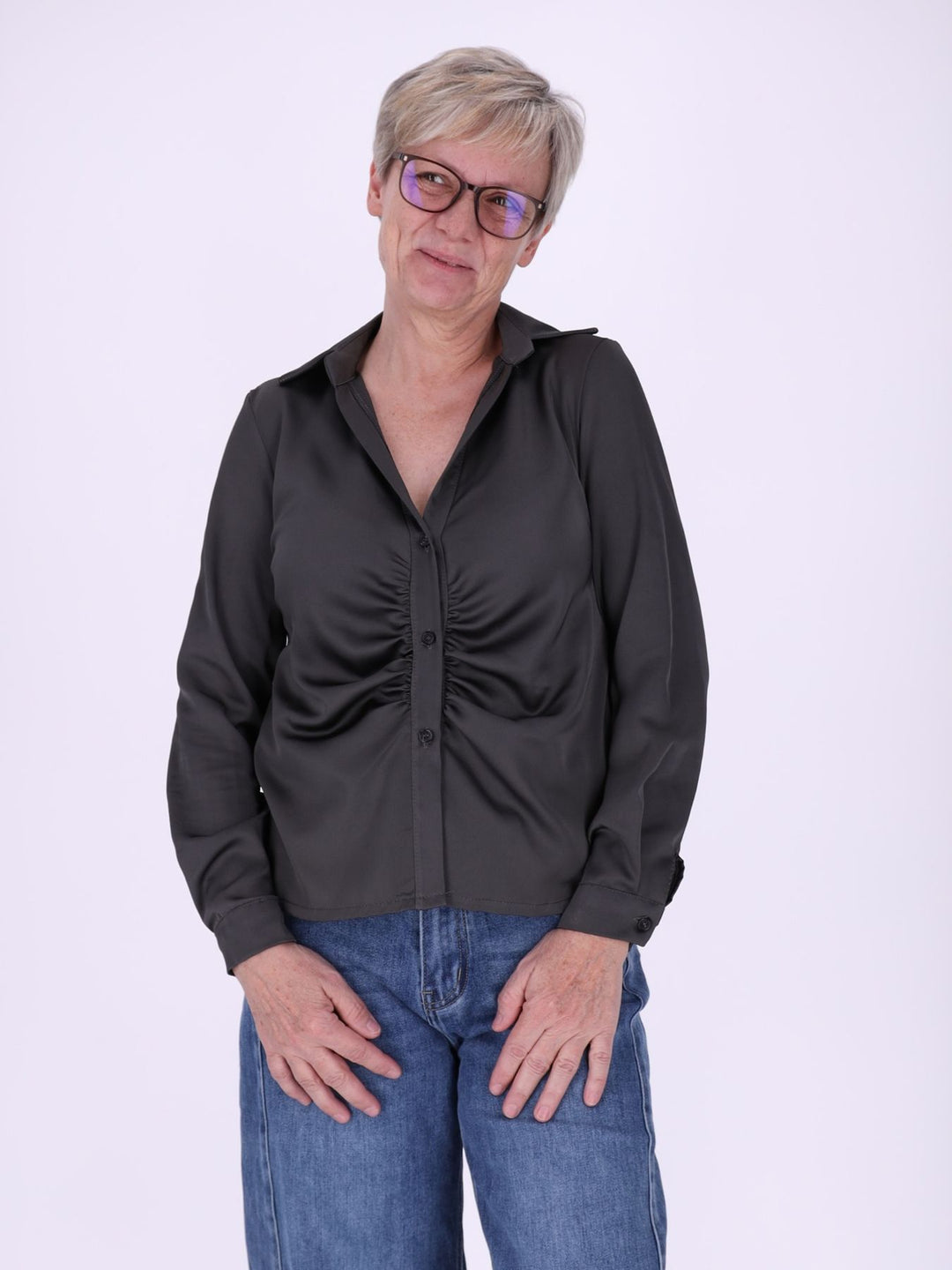 BluseSatinoptik Raffung