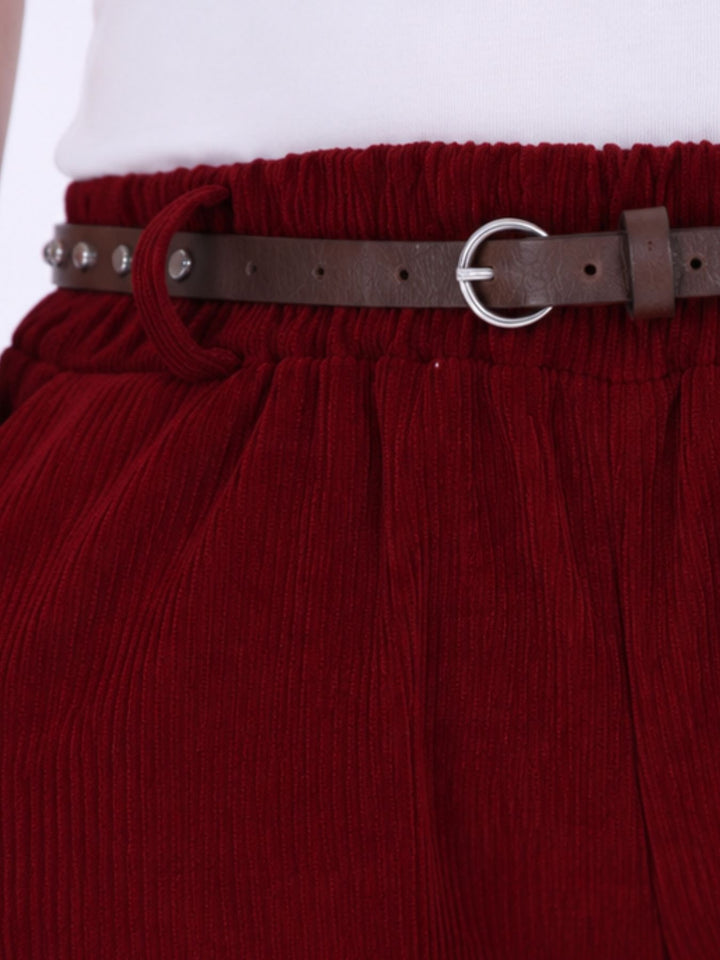 Cordhose Jogger Nietengürtel elastischer Beinabschluss