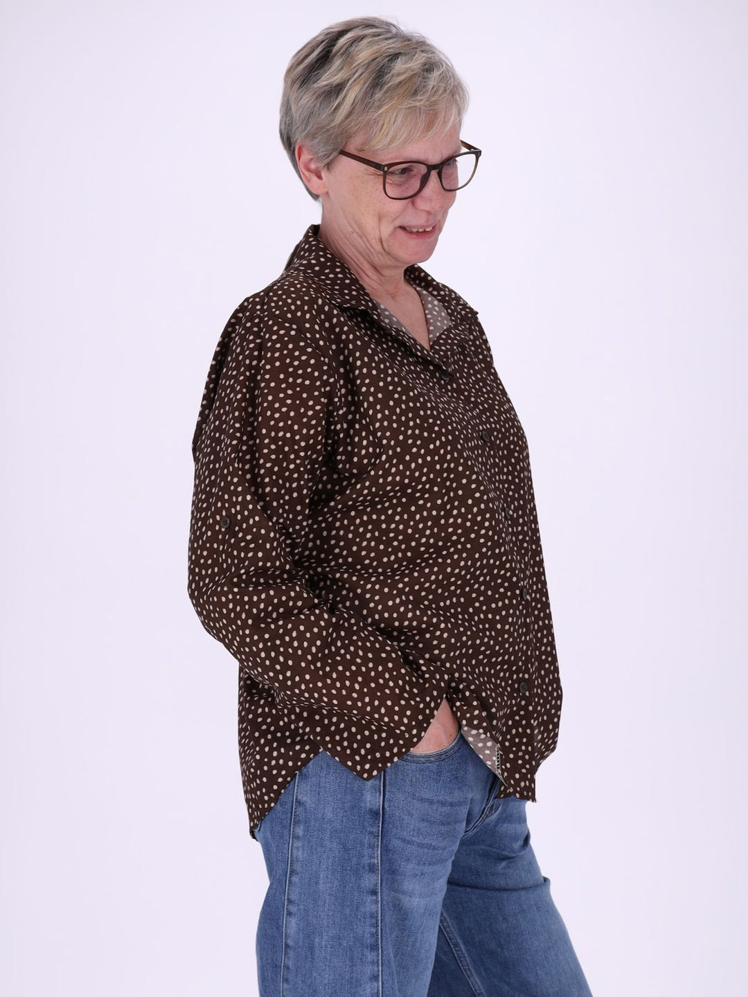 Bluse Damen Baumwolle AOP Tupfen