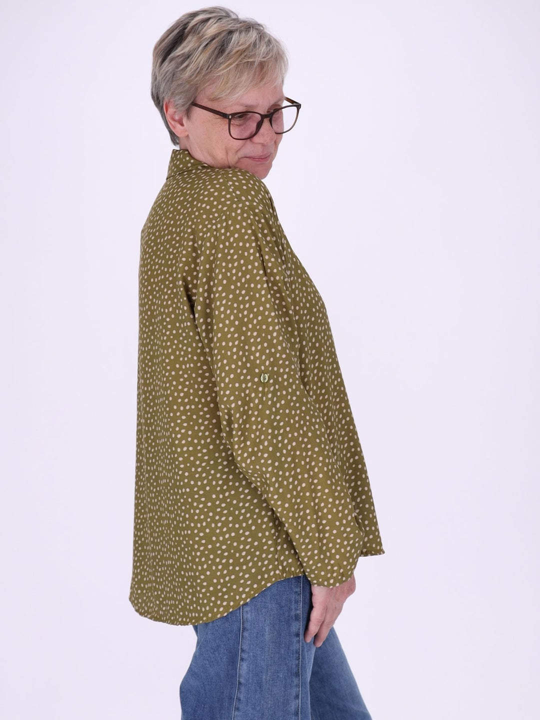 Bluse Damen Baumwolle AOP Tupfen