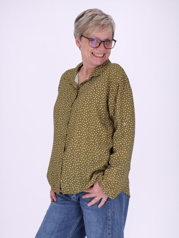 Bluse Damen Baumwolle AOP Tupfen