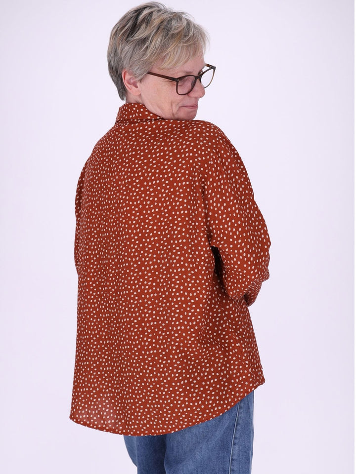 Bluse Damen Baumwolle AOP Tupfen