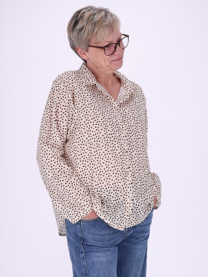 Bluse Damen Baumwolle AOP Tupfen