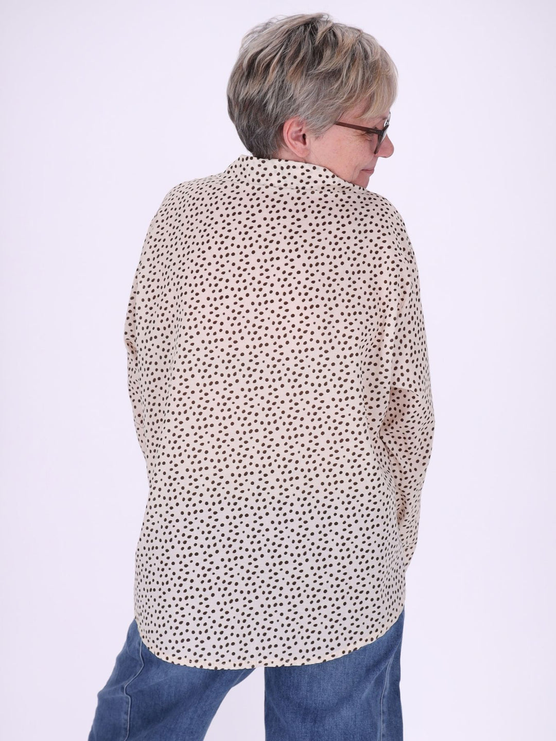 Bluse Damen Baumwolle AOP Tupfen