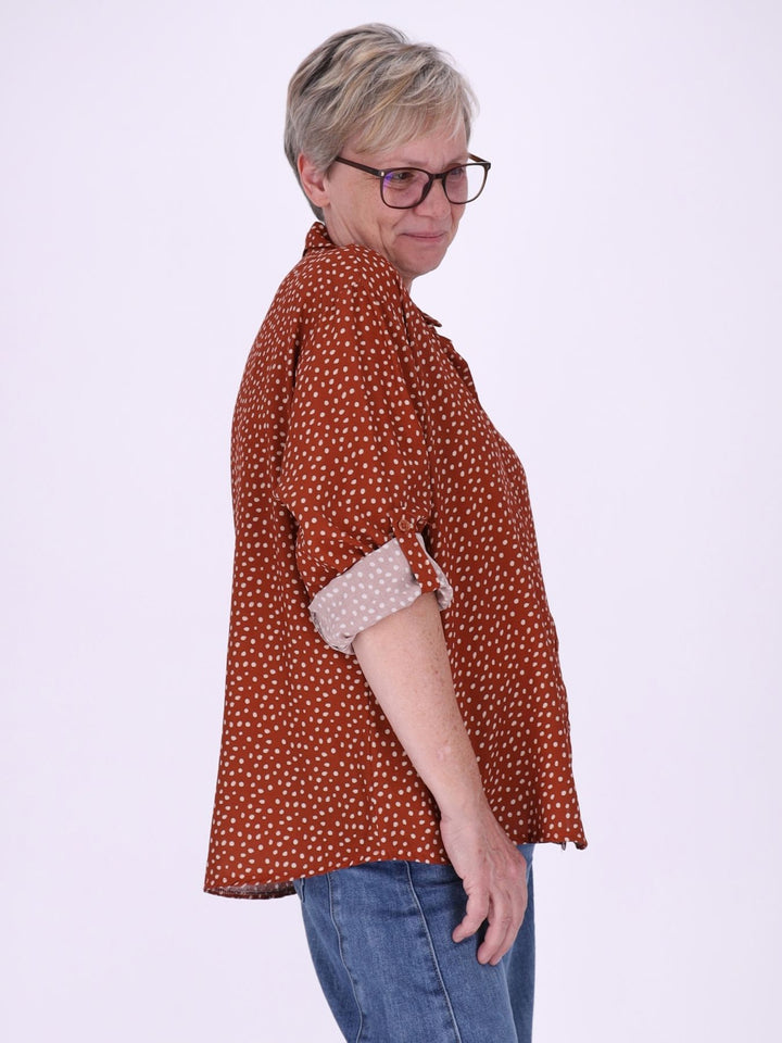 Bluse Damen Baumwolle AOP Tupfen