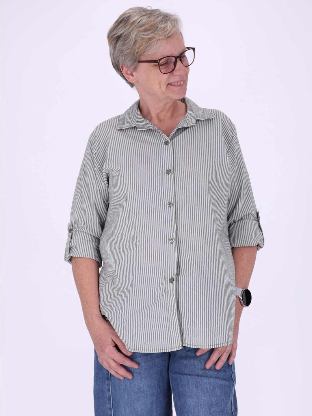 Bluse Damen AOP Streifen