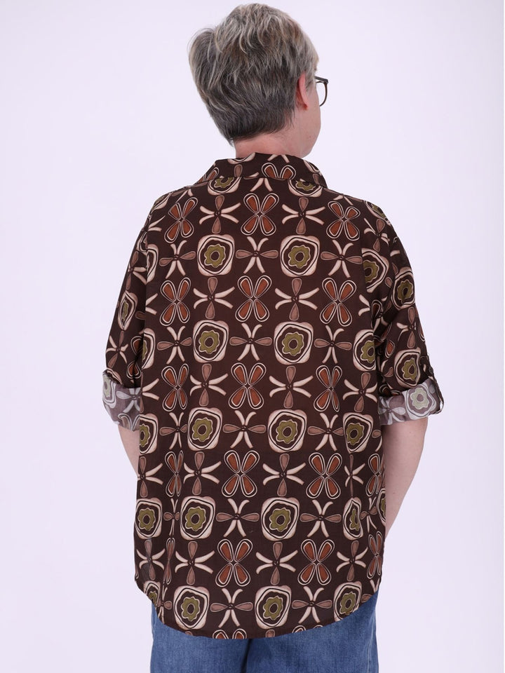 Bluse Damen Baumwolle AOP Blüten
