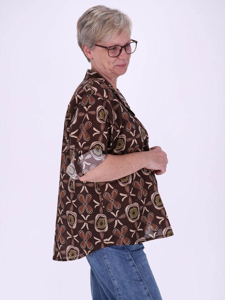 Bluse Damen Baumwolle AOP Blüten