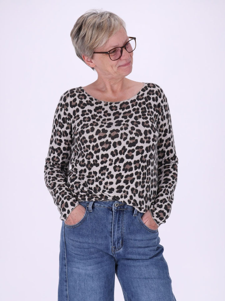Shirt Damen Feinstrick AOP Leo
