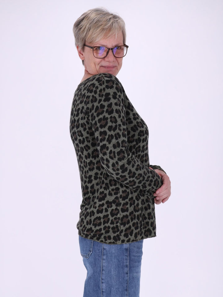 Shirt Damen Feinstrick AOP Leo