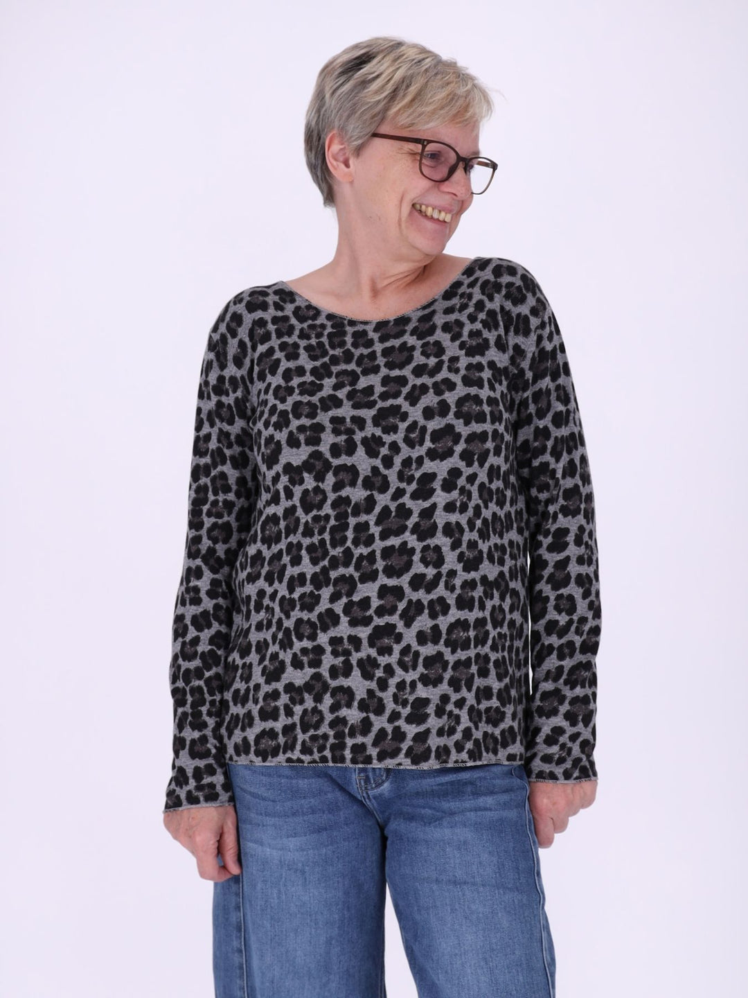 Shirt Damen Feinstrick AOP Leo