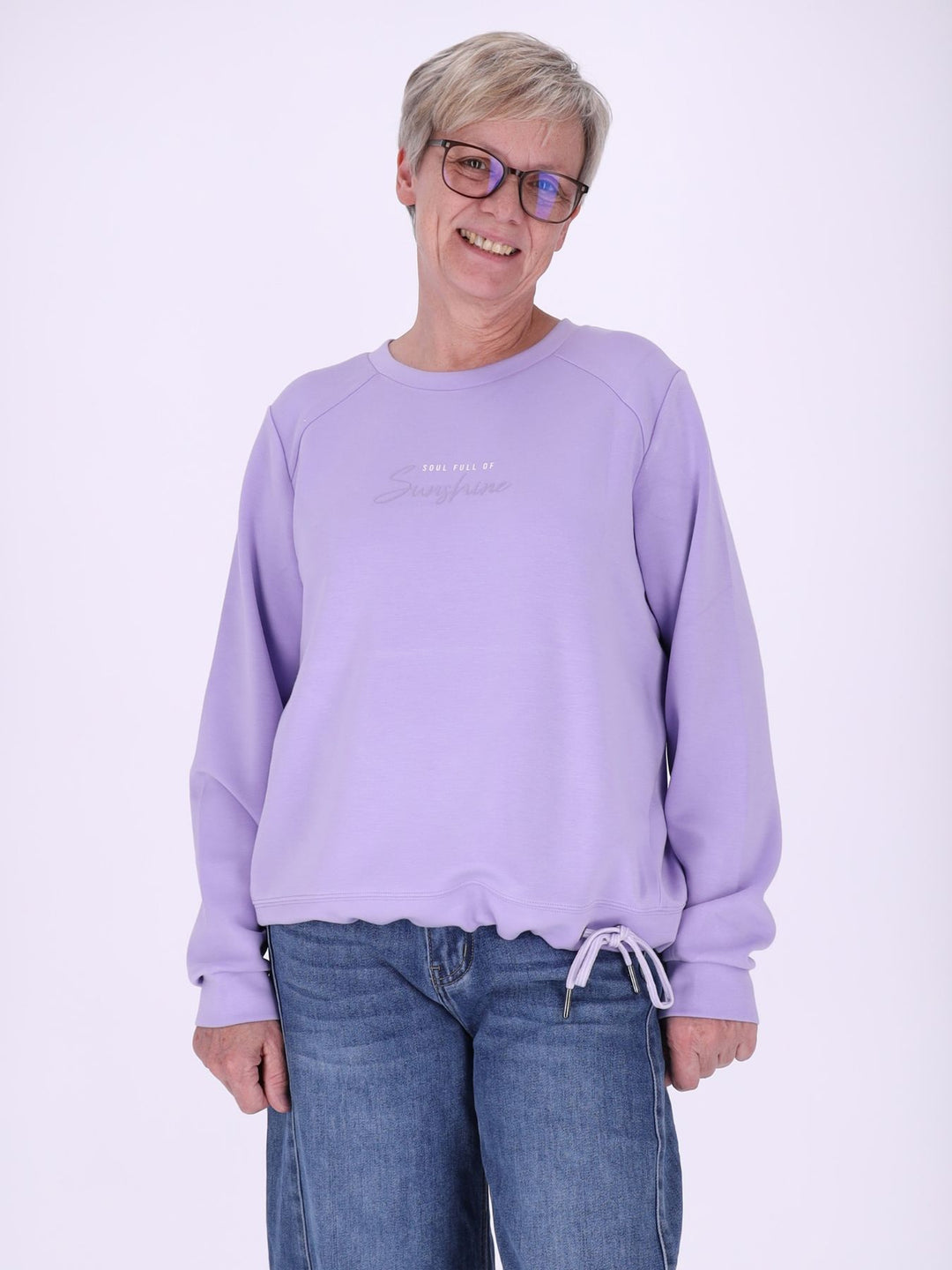 Lila Sweatshirt Damen „Sunshine“ – lässiger Statement-Look