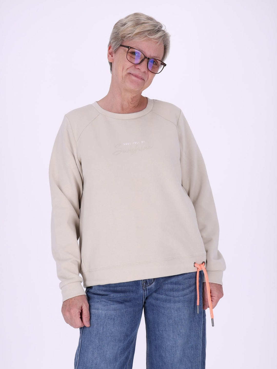 Beiges Sweatshirt Damen „Sunshine“ – lässiger Statement-Look