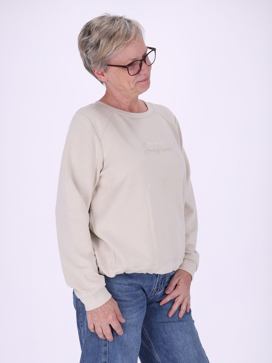 Beiges Sweatshirt Damen „Sunshine“ – lässiger Statement-Look