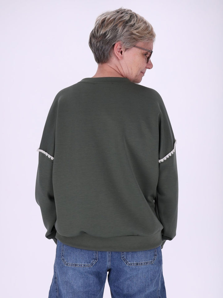 Khaki Sweatshirt Damen mit Mäusezähnchen – lässig & feminin