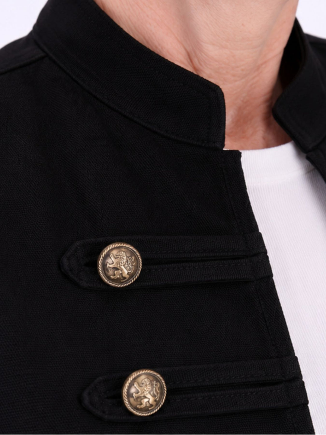 Schwarze Military Jacke Damen in Veloursoptik – offen & detailreich