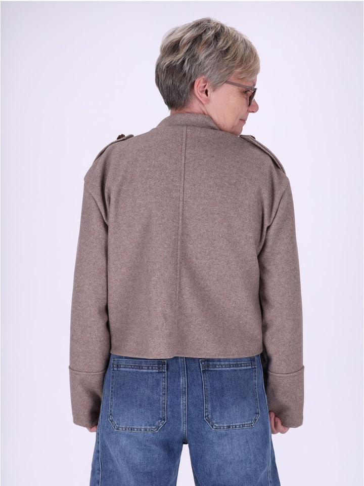 Military-Kurzjacke Wolloptik Zierknöpfe