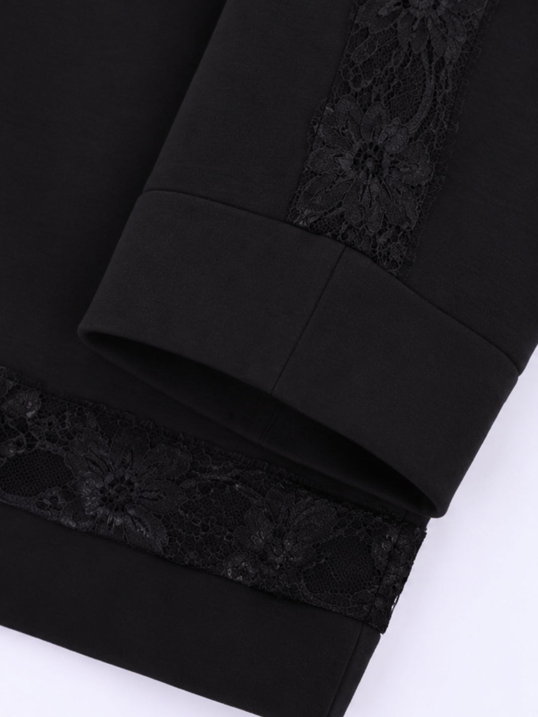 Sweatshirt Damen Spitze an Bund und Ärmel