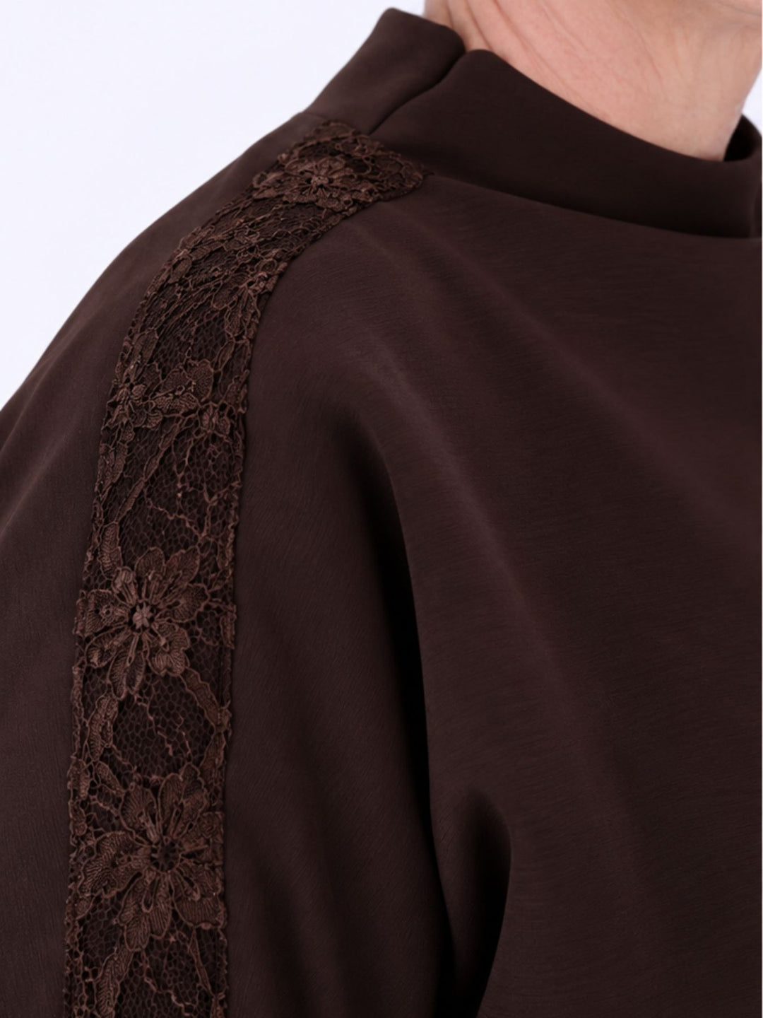 Sweatshirt Damen Spitze an Bund und Ärmel