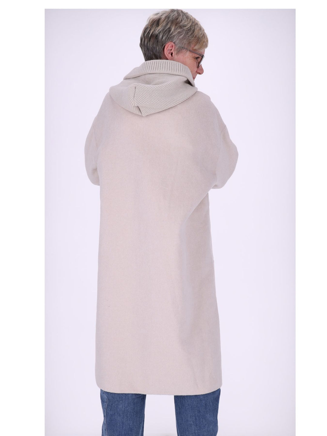 Wollmantel Damen Strickkapuze Oversized