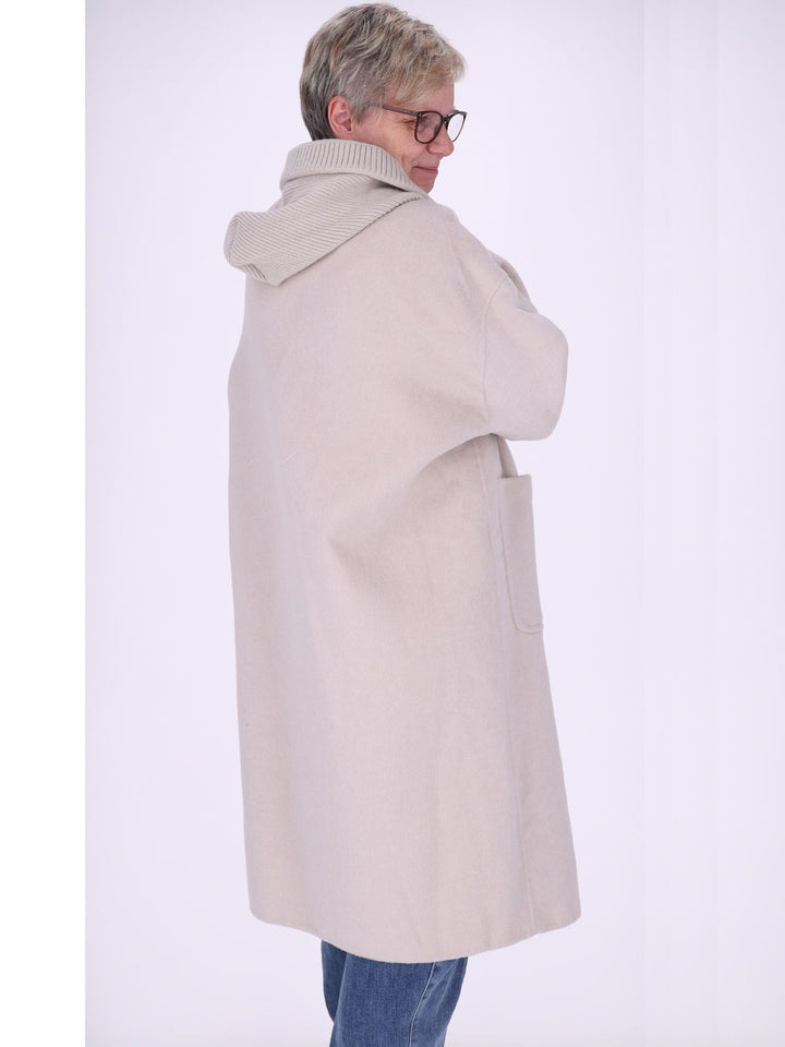 Wollmantel Damen Strickkapuze Oversized