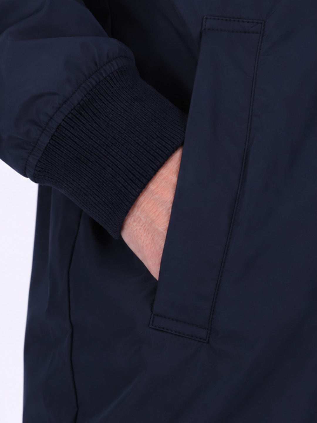 Dunkelblauer Damen Long-Blouson mit Reißverschluss – lässig, modern & zeitlos