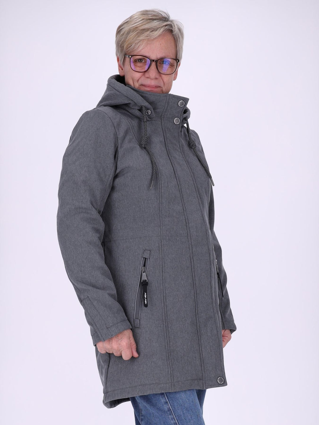 Graue Damen Activewear Softshelljacke – wasserabweisend, windabweisend & atmungsaktiv