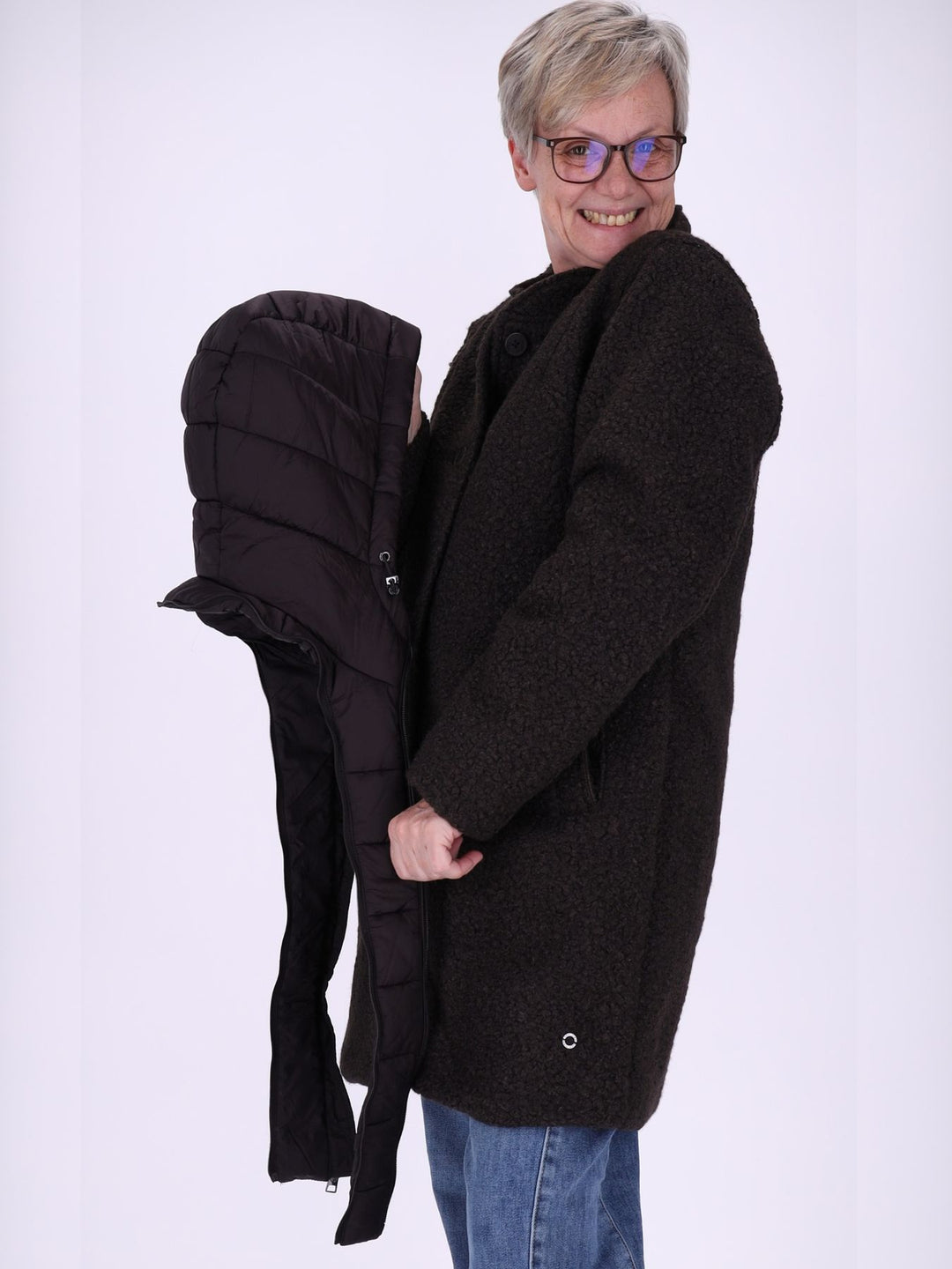 Boucle Mantel Damen Stepp abtrennbar