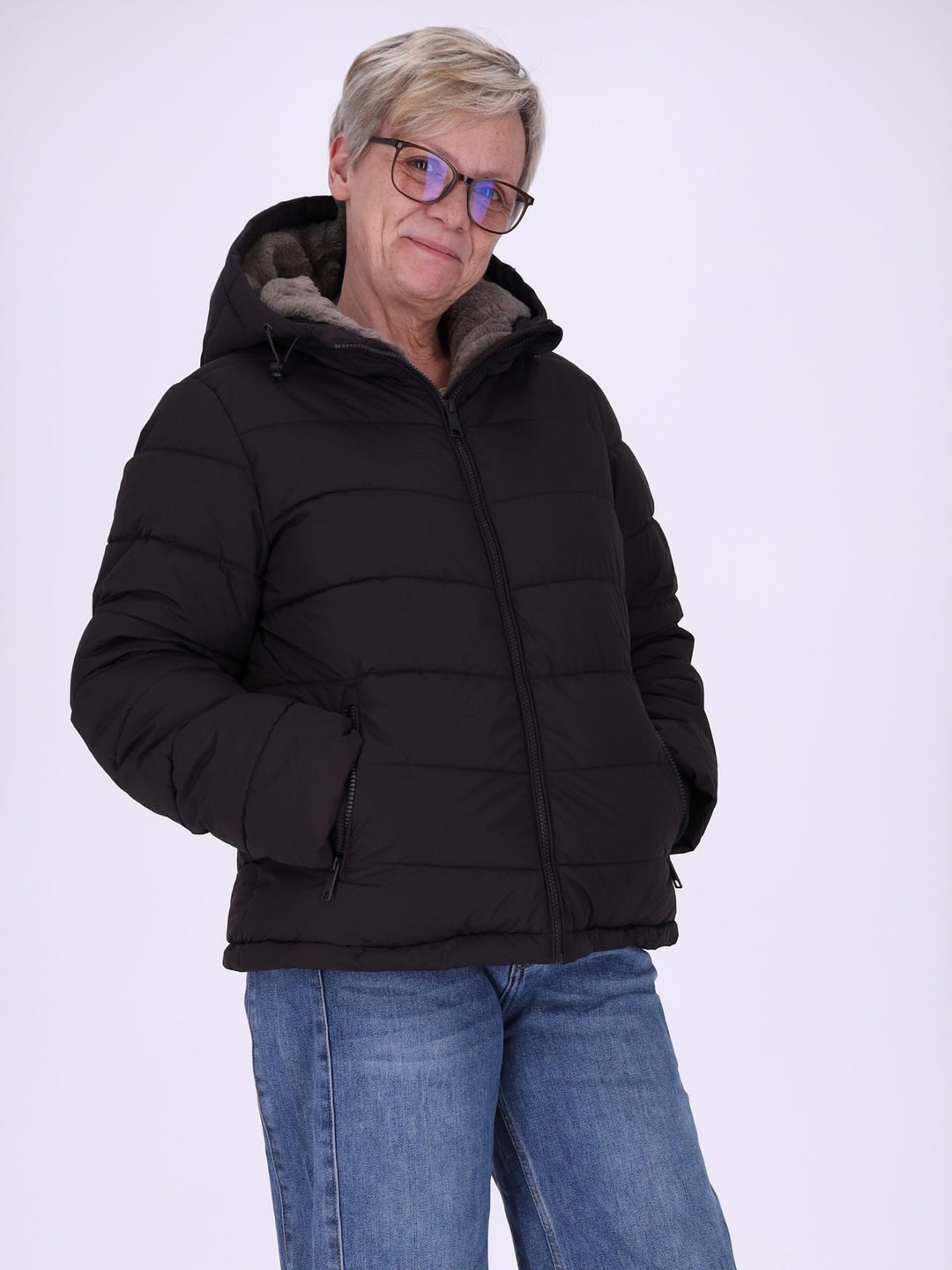 Steppjacke Damen Fake Fur Futter