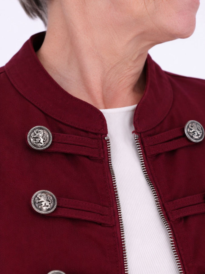 Bordeaux Damen Military Jacket aus Denim mit Reißverschluss – feminin & modern