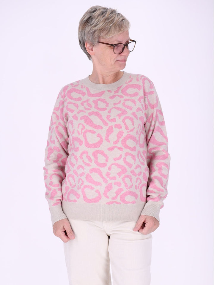 Damen Strickpullover mit Leo-Muster in Pink – weich, feminin & modern