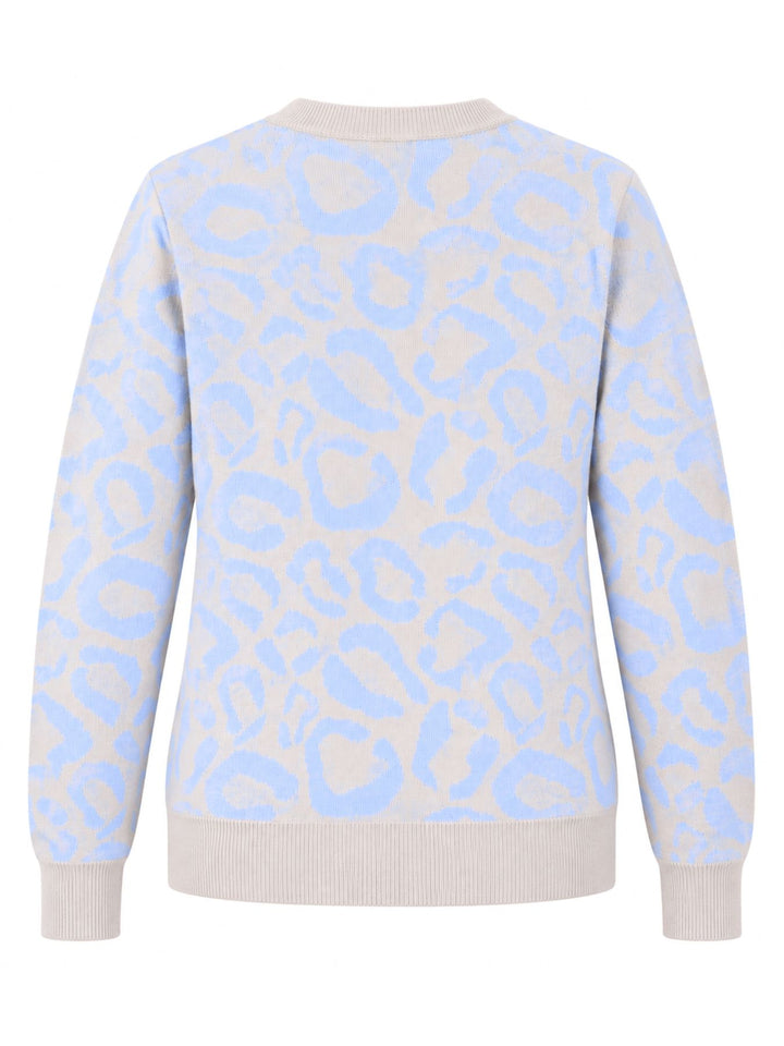 Damen Strickpullover mit Leo-Muster in Blau – weich, modern & vielseitig kombinierbar
