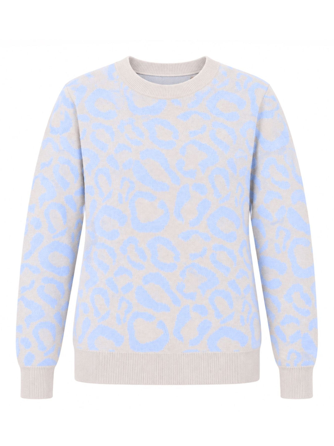 Damen Strickpullover mit Leo-Muster in Blau – weich, modern & vielseitig kombinierbar