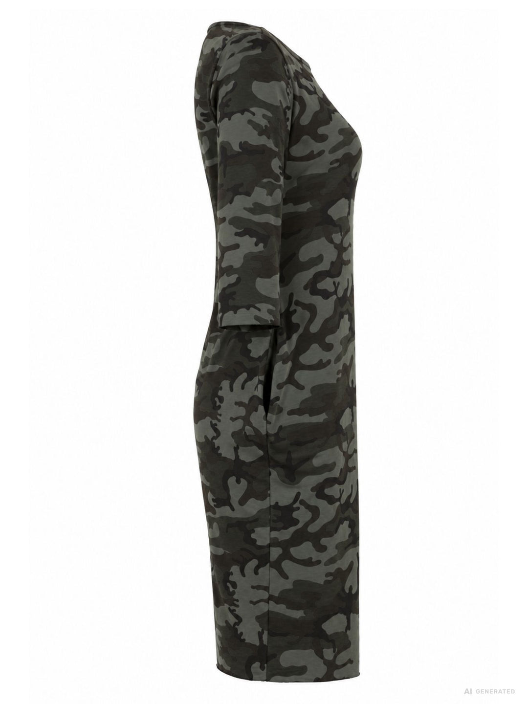 Kleid Damen 3/4 Arm Jersey AOP Camouflage