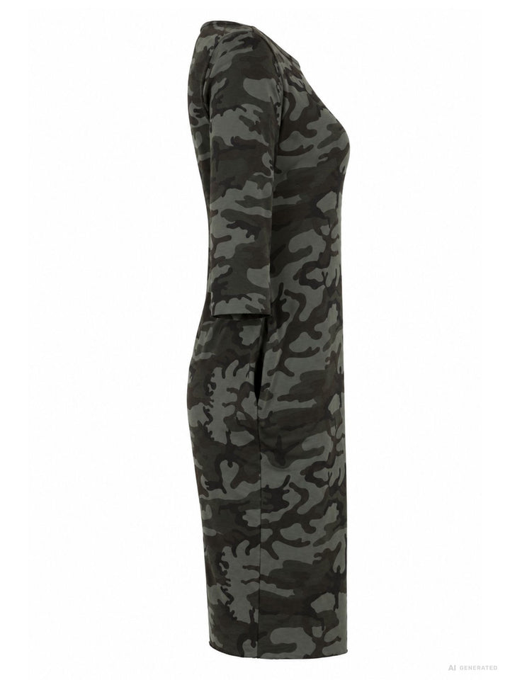 Kleid Damen 3/4 Arm Jersey AOP Camouflage