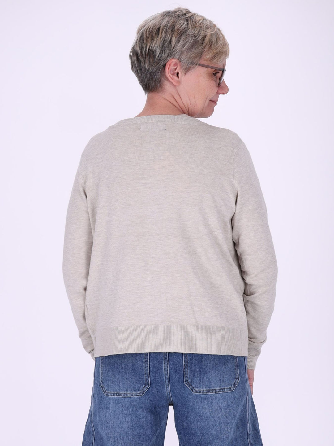 Damen Strickjacke mit Perlenstickerei in Beige – feminin, elegant & zeitlos