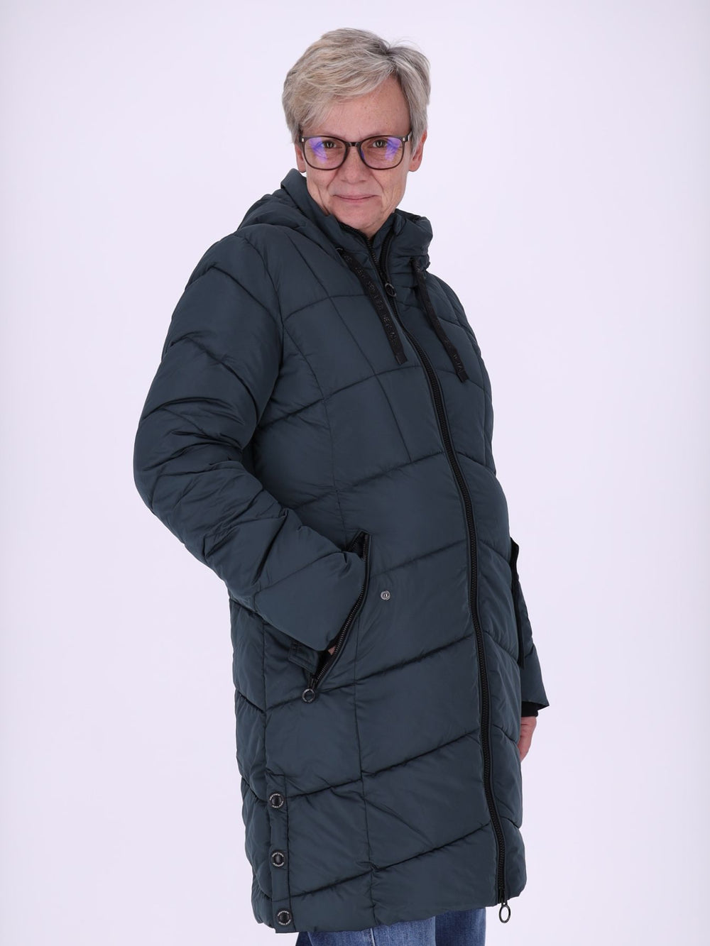 Damen Steppjacke mit Kontrast-Velvetfutter – Dunkles Petrol | Wasserabweisend
