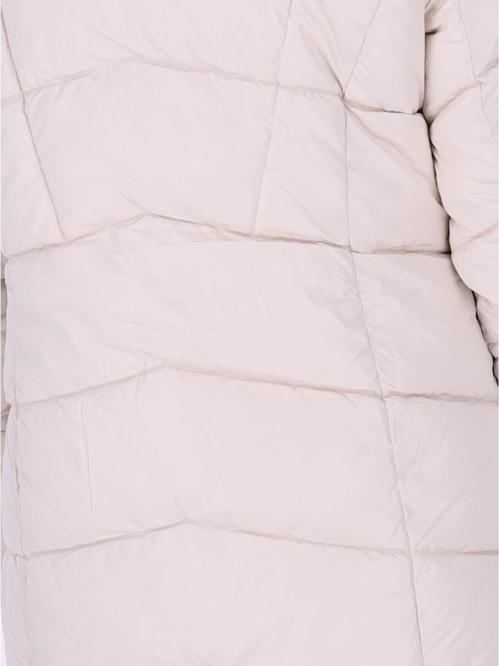 Damen Steppjacke mit Kapuze & Kontrast-Velvetfutter – Creme | Wasserabweisend