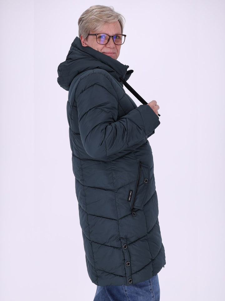 Damen Steppjacke mit Kontrast-Velvetfutter – Dunkles Petrol | Wasserabweisend