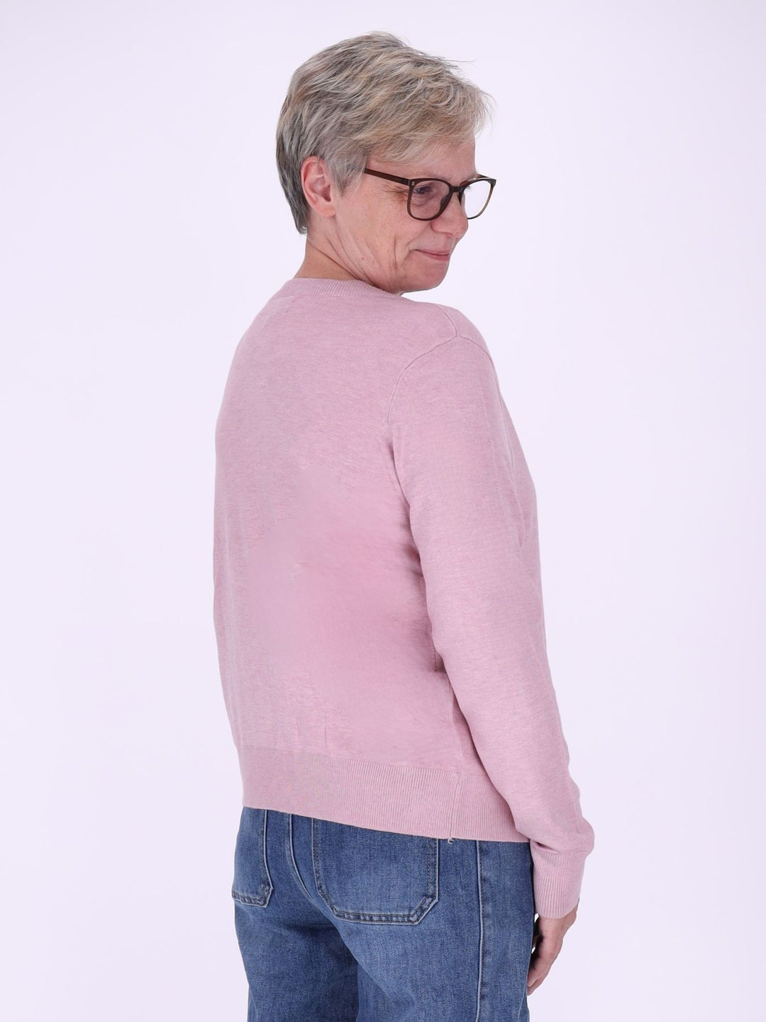 Damen Strickjacke mit Perlenstickerei – Femininer Chic in zartem Rosa